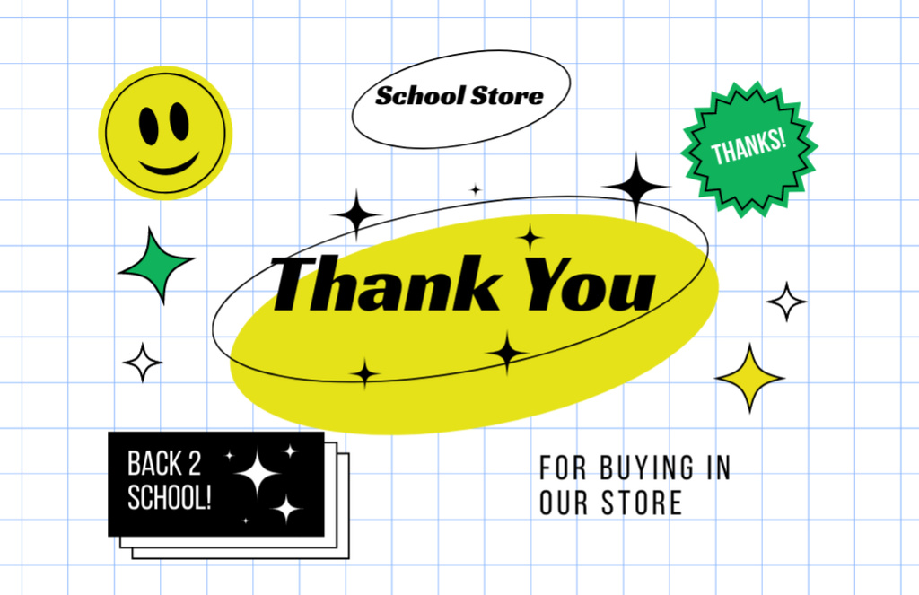 Plantilla de diseño de Back to School Announcement with Yellow Smiley Thank You Card 5.5x8.5in 