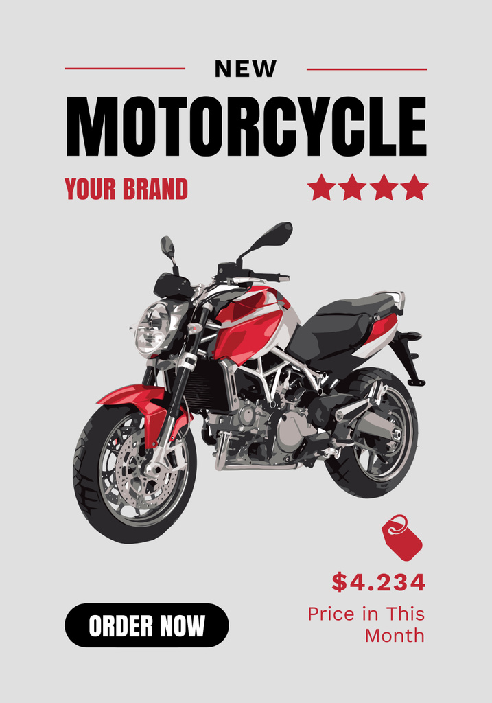 New Motorcycles for Sale Poster 28x40in Design Template