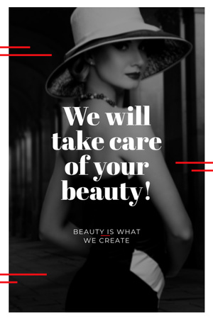 Ontwerpsjabloon van Postcard 4x6in Vertical van Ambitieus citaat over verzorging van schoonheid