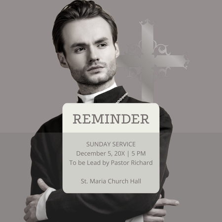 Sunday Service Reminder with Priest Animated Post Design Template
