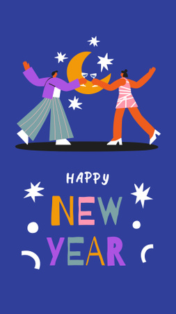 Plantilla de diseño de New Year Greeting with People holding Champagne Instagram Video Story 