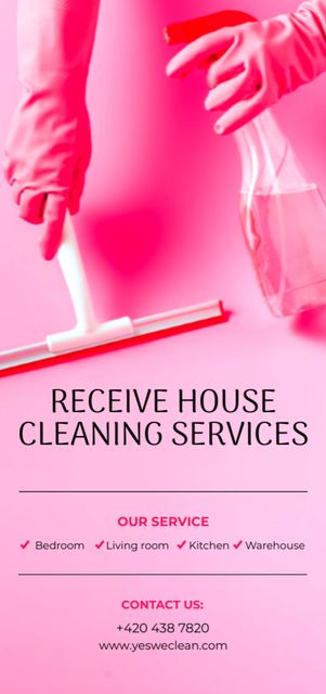Cleaning Services with Pink Detergent Flyer DIN Large Tasarım Şablonu