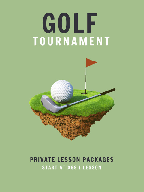 Man Playing Golf for Sports Event Advertising Poster US Design Template