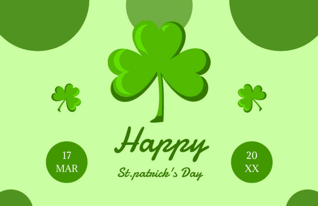 St. Patrick's Day Alert with Clover Leaf on Green Thank You Card 5.5x8.5in tervezősablon