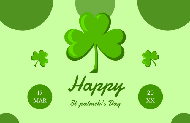 Designvorlage St. Patrick's Day Alert with Clover Leaf on Green für Thank You Card 5.5x8.5in