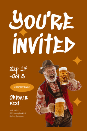 Oktoberfest Celebration Announcement Invitation 6x9in Modelo de Design