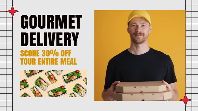Plantilla de diseño de Gourmet Delivery With Discount On Entire Meal Full HD video 