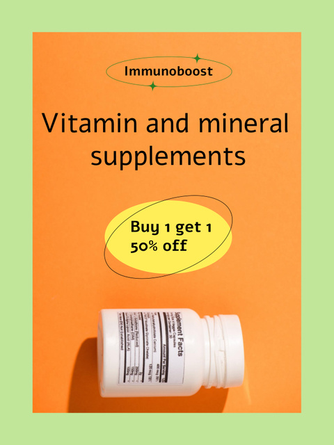 Nutritional Supplements Offer in Green Frame Poster 36x48in Design Template