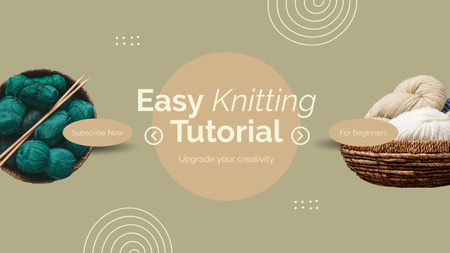 Beginner Knitting Tutorial Youtube Thumbnail tervezősablon