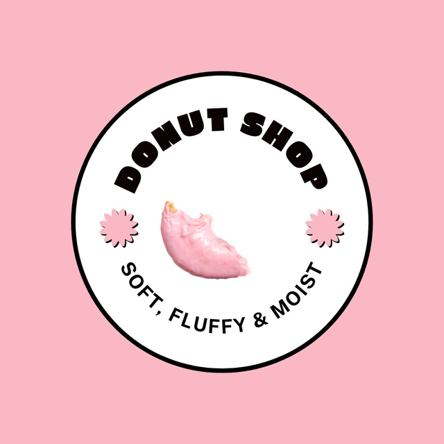 Doughnut Shop with Pink Soft Fluffy Treat Animated Logo Design Template