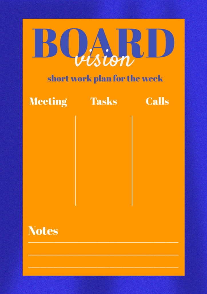 Short Work Plan Schedule Planner Design Template