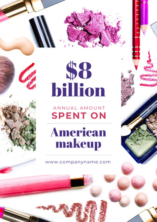 Ontwerpsjabloon van Poster van make-up statistieken ad met cosmetica