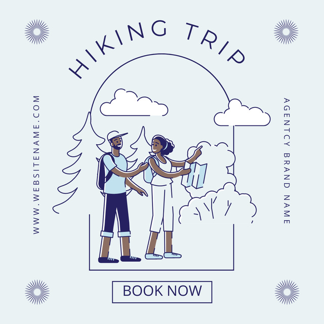 Hiking Trip Invitation Instagram AD Modelo de Design