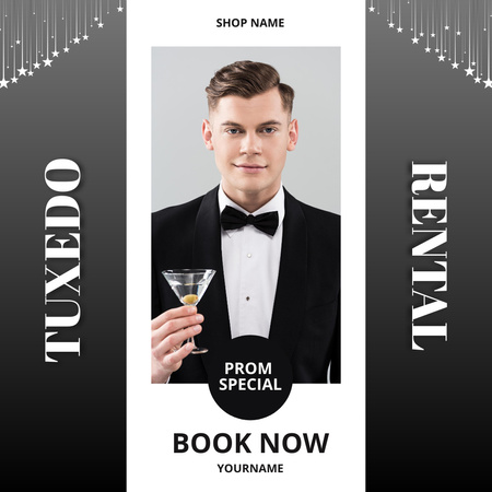 Rental tuxedo for party Instagram Design Template