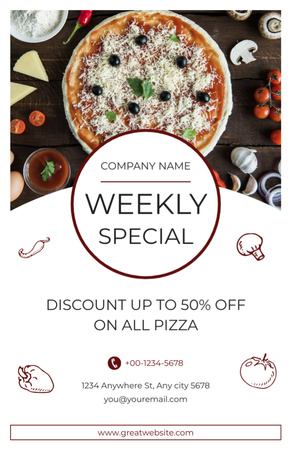 Oferta Especial Semanal de Pizza Deliciosa Recipe Card Modelo de Design