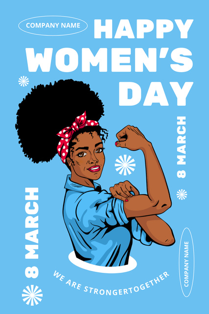 International Women's Day Celebration with Strong Woman Pinterest Tasarım Şablonu