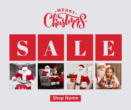 クリスマス セールのギフトとサンタ クロース Facebookデザインテンプレート
