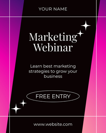 Marketing Webinar Announcement with on Pink Gradient Instagram Post Verticalデザインテンプレート