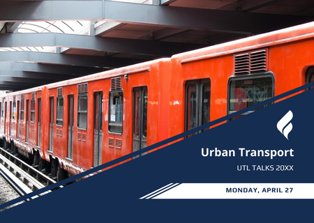 Ontwerpsjabloon van Flyer A6 Horizontal van Advertentie voor openbaar vervoer met trein in metrotunnel