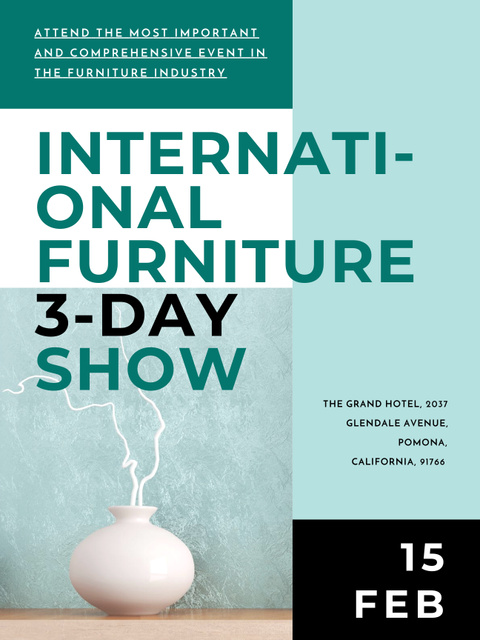 Szablon projektu Furniture Show announcement Vase for home decor Poster US