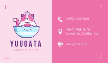 Designvorlage Gaming Shop Ad with Cute Character für Business card