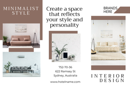 Interior Design Services with Beautiful Furniture Brochure tervezősablon
