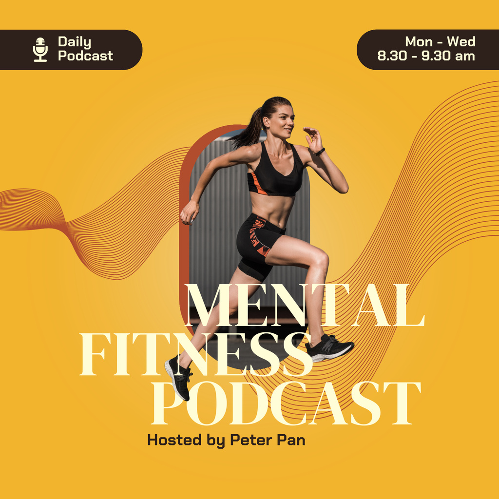 Plantilla de diseño de Mental Fitness Podcast Announcement Podcast Cover 