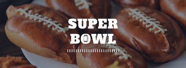 Super Bowl event with Rugby Ball-Shaped Pies Facebook cover – шаблон для дизайну