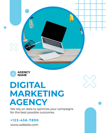 Modèle de visuel Offre de service d'agence de marketing numérique fiable avec ordinateur portable - Instagram Post Vertical
