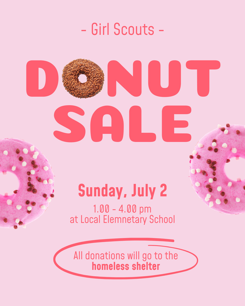 Szablon projektu Announcement of Donut Sale from Scout Organization Poster 16x20in