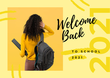 Template di design Female student with backpack Postcard