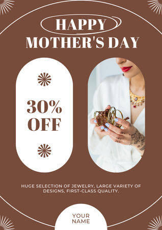 Platilla de diseño Mother's Day Offer with Woman holding Bracelets Poster