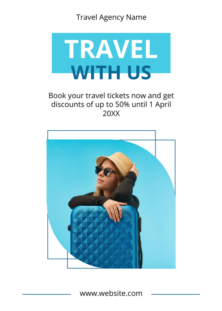 Plantilla de diseño de Relaxed Woman is Traveling on Vacation Flayer 