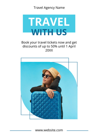 Relaxed Woman is Traveling on Vacation Flayer Design Template