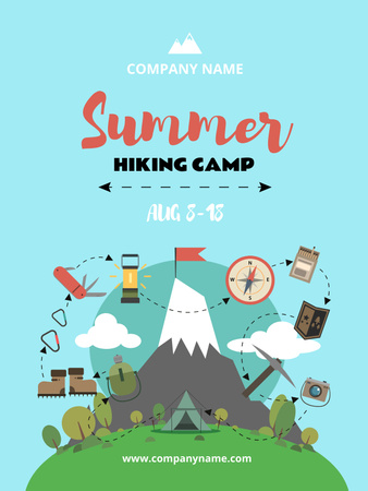 Summer Hiking Camp Invitation Poster US Design Template