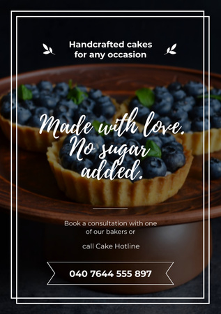 Bakery Ad with Blueberry Tart Flyer A5 Design Template