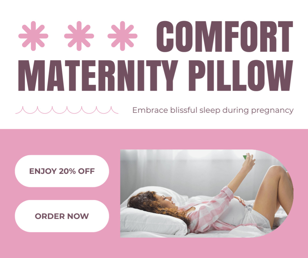 Plantilla de diseño de Discount on Maternal Pillows for Healthy Sleep for Pregnant Women Facebook 