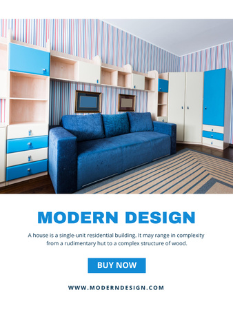 Real Estate Agency Ad with Modern Apartment Poster US Tasarım Şablonu