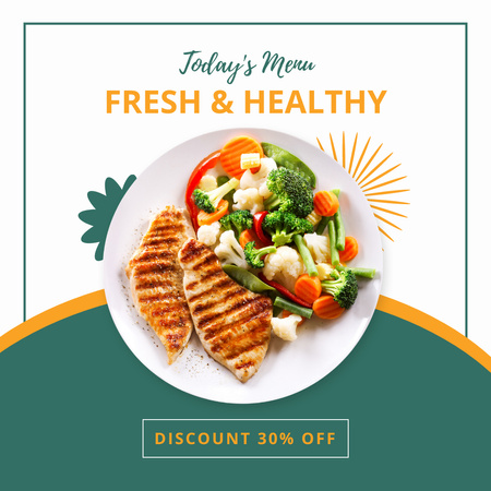 Healthy Dish on Plate Instagram Design Template