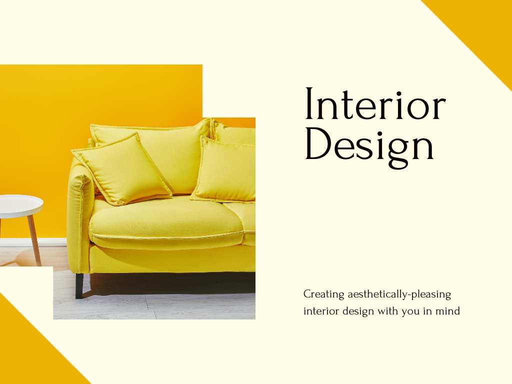 Ontwerpsjabloon van Presentation van Juicy Interior Design Yellow