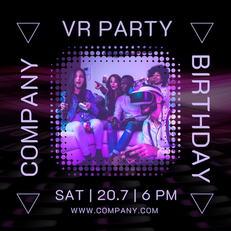 Birthday Virtual Party Announcement with Youth Company Instagram Design Template