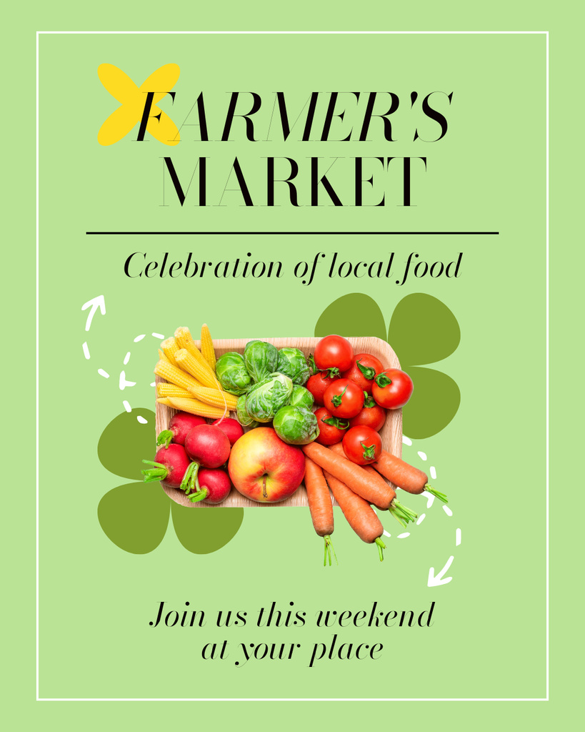 Weekend Farmer's Market Invitation Instagram Post Vertical Tasarım Şablonu