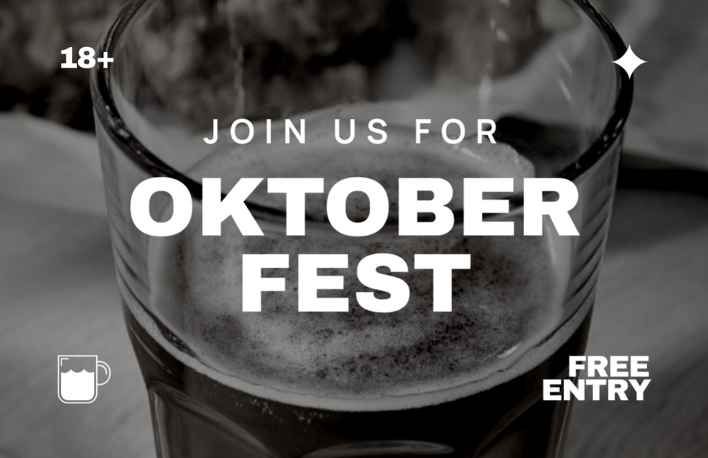 Oktoberfest Festivity Alert on Black and White Flyer 5.5x8.5in Horizontal Design Template