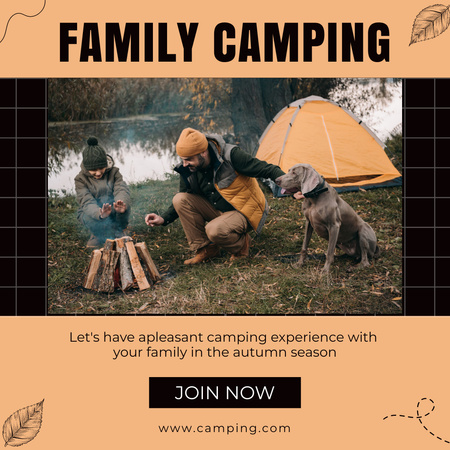 Father and Son Camping in Fall Instagram Modelo de Design