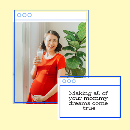 Happy Pregnant Woman in Red Dress Instagram Design Template