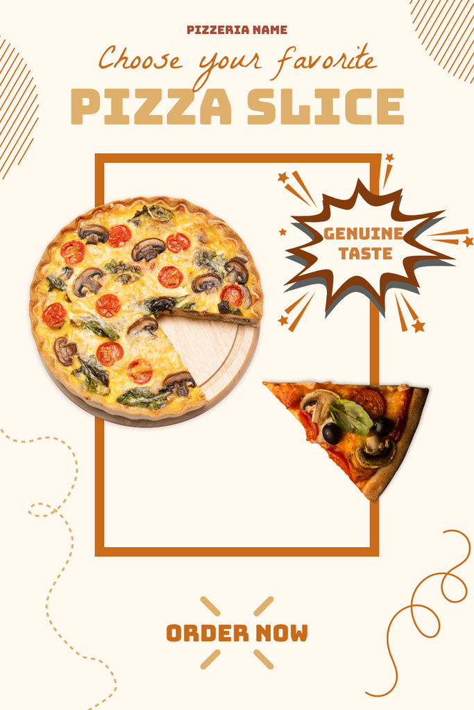 Mushroom Pizza with Tomato Pinterest Design Template