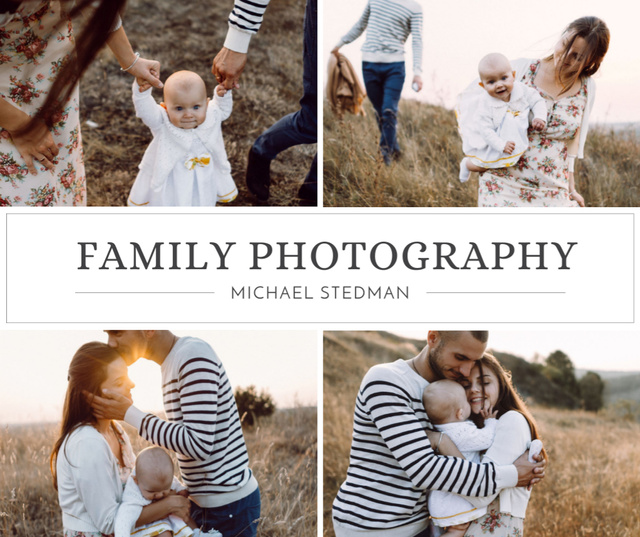 Family Photography Loving Parents with Baby Facebookデザインテンプレート