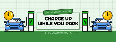 Charging Cars in Parking Lot Facebook cover Design Template