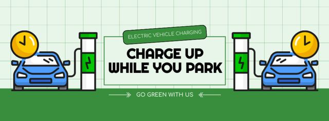 Charging Cars in Parking Lot Facebook cover tervezősablon