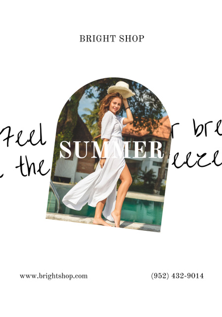 Woman in Tender White Summer Dress Poster 28x40in – шаблон для дизайна